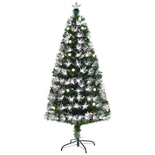 Image of HOMCOM 5ft White Light Artificial Christmas Tree w/ 180 LEDs Star Topper Tri-Base Full Bodied Seasonal Decoration Pre-Lit Home