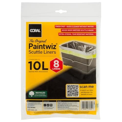 Image of Coral 73335 Paintwiz Paint Scuttle Liners with Coreflex 10 Litre 8 piece pack Fast Easy Cleanup