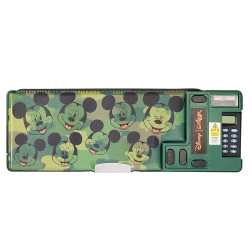 Image of Green Camouflage Pop-Out Pencil Case Multi-Compartment Kids Stationery Organiser with Calculator & Sharpener for Boys | School Supplies