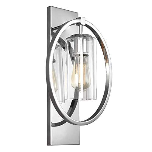 Image of Wall Light - Door Knocker Hoop Style with Clear Glass Shade - Polished Chrome - LED E27 60W Bulb