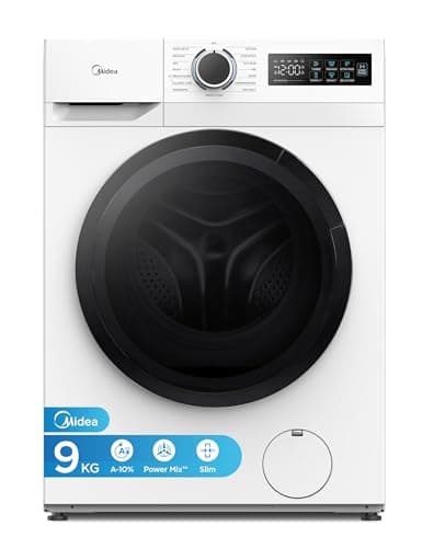 Image of Midea Freestanding 9 KG Front Load Washing Machine Slim,A-10% Class,Steam Wash,Turbo Quick Wash,Durable Inverter BLDC,1400 RPM,White-MF110W90BA10/W-UK