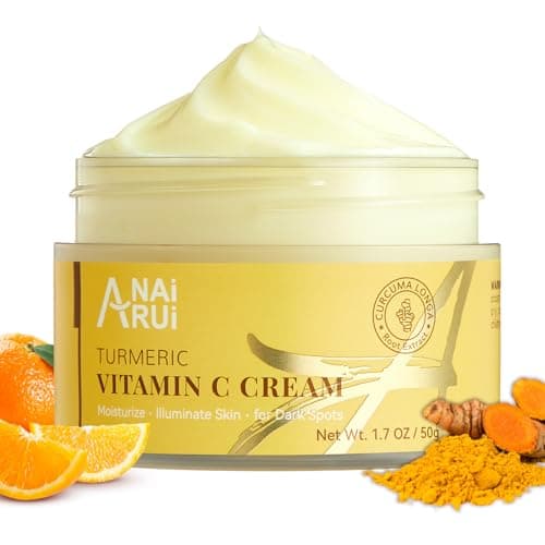 Image of ANAiRUi Turmeric Vitamin C Face Cream, Moisturising Collagen Face Cream for Dry Skin, Daily Used Turmeric Vit C Facial Cream for Dark Spots, Wrinkles, Anti-Ageing, Even Skin Tone 50g