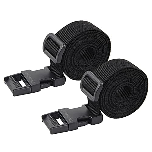 Image of Wisdompro Luggage Straps, 2 Pack Heavy Duty Utility Webbing Strap Adjustable for Backpacking, Camping, Hiking, Sleeping Bag Compression, Suitcases with Quick Release Buckle Clip - 48 inch, Black