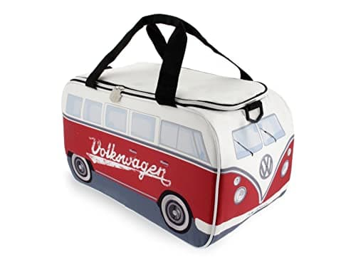 Image of BRISA VW Collection - Volkswagen Insulated Cool-Warm Thermo Picnic Lunch Bag Box for Food in T1 Bus Design (Red & White/25 Liters/6.6 Gallons)