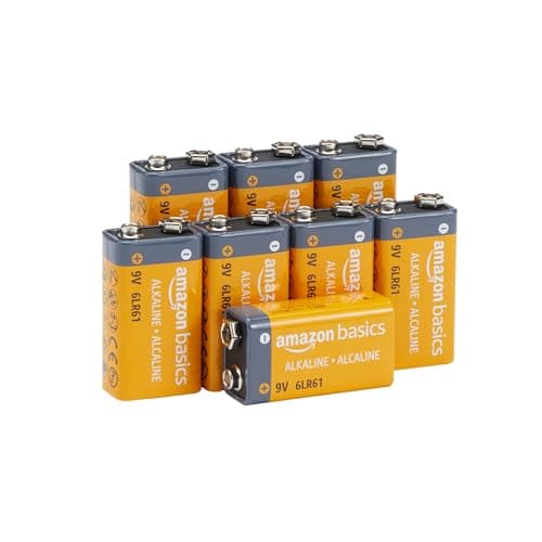 Image of Amazon Basics Alkaline Batteries 9V 9V/6LR61 5 Year Storage for Smoke/CO Detectors, Electronics and Audio, Pack of 8
