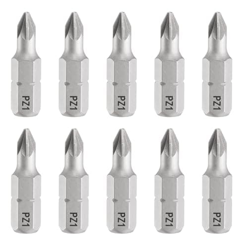 Image of sourcing map 10pcs PZ1 Screwdriver Bit 1/4" Hex Shank 25mm/1" Length Magnetic Phillips Slotted S2 Steel Screw Driver Bit
