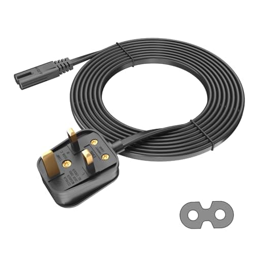 Image of Superer 5M Power Cable Fit for Sony PS5 PS4 PS3 Slim PlayStation 5 4 3, Xbox Series X/S, Xbox One X/S – 2 Pin IEC C7 Figure 8 Replacement Lead