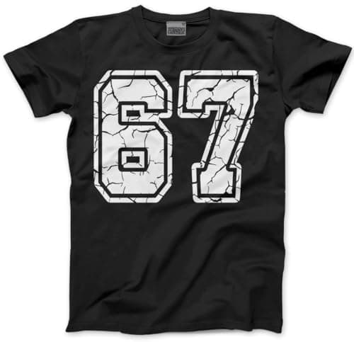 Image of 6 7 Tshirt for Kids, Teens and Adults – 67 6-7 College Numbers Slogan T-Shirt - Six Seven Distressed Graphic Tee Internet Meme Fun Number Day Top - 9-11 Years Black