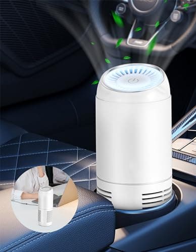 Image of Car Air Purifier Portable Anion Purifier Mini Air Freshener for Vehicle with HEPA Filter Cleans Air, Eliminates Smoke Odor Dust Pollen,Travel Air Cleaner for Small Room Office Desktop (White)