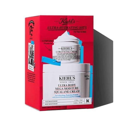 Image of Kiehl's Ultra-Hydrating Hits Skincare Gift Set, Body and Face Hydration Kit with Fast-Absorbing Body Lotion and Number 1 Ultra Facial Cream, Deeply Moisturising Head-to-Toe Routine