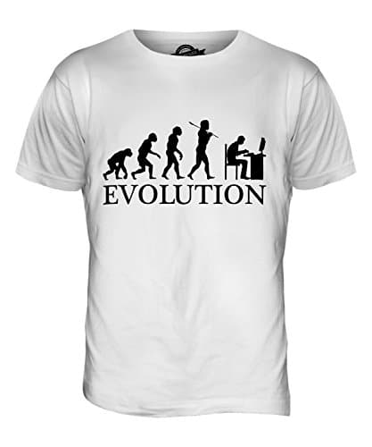Image of Candymix - Computer Geek Evolution of Man - Mens T Shirt Top T-Shirt, Size 2X-Large, Colour White