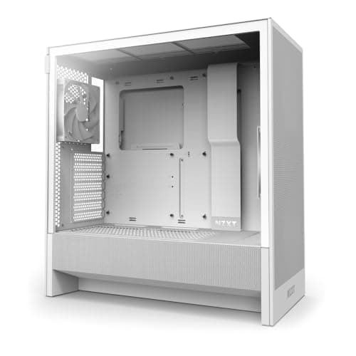 Image of NZXT H5 Flow - Compact ATX Mid-Tower PC Gaming Case - High Airflow - 2 x 120mm Fans Included - 360mm Front & 240mm Top Radiator Support - Cable Management System - Tempered Glass - White