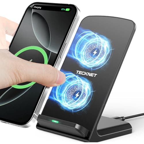 Image of TECKNET Wireless Charger, 15W Fast Wireless Charging Stand Qi Certified, Dual Charging Modes Compatible with iPhone 17 16 15 14 13 12 Series, Galaxy S23 S22 S21 S20 S10,other Qi-Enabled Phones