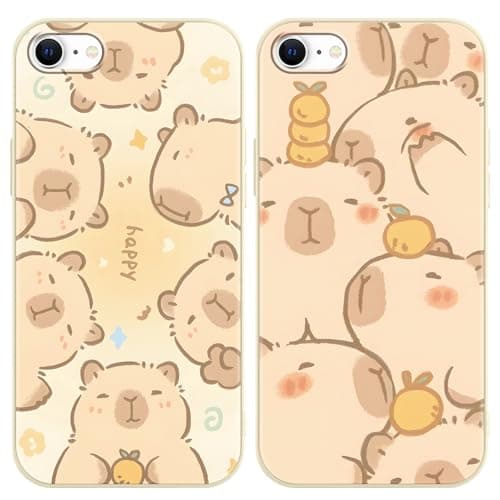 Image of PBNDJVG Kawaii Phone Cases Funny Capybara Case for iPhone 7/iPhone 8/iPhone SE 2022/2020 4.7 Inch, Anime Cartoon Cute Pattern Shockproof Soft TPU Silicone Gel Drop Protection Case for Women Girls