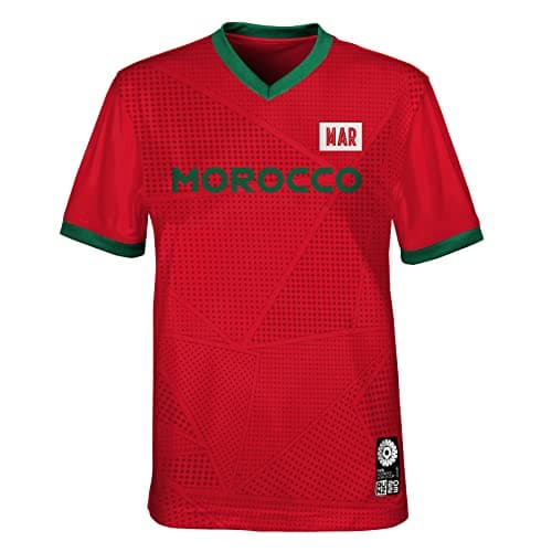 Image of Official 2023 Women's Football World Cup Kids Team Shirt, Morocco, Red, 7 Years