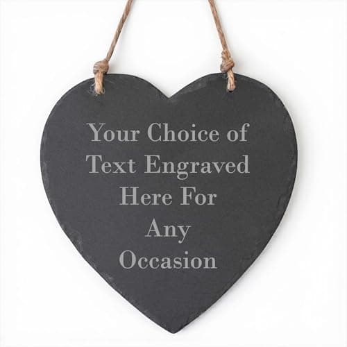 Image of Personalised Engraved Large Slate Heart Plaque for Any Occasion 20cm x 20cm