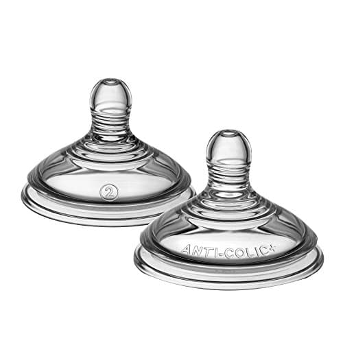 Image of Tommee Tippee Advanced Anti-Colic Baby Bottle Teats, Medium Flow for 3m+, Pack of 2 Breast-Like Teats for a Natural Latch, BPA Free Soft Silicone
