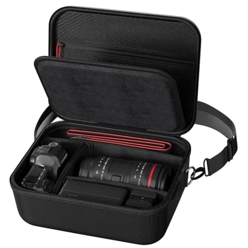 Image of ProCase Hard Shell Camera Bag for DSLR/SLR/Mirrorless Cameras, Soft Padded Digital Camera Case Travel Bag with Shoulder Strap Dividers for Nikon/Sony/Canon EOS R100 R50 and Accessories -Black
