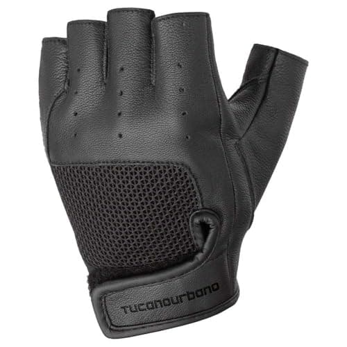Image of Tucano Urbano 9134-n – Summer Gloves Leather and Mesh Half Finger Fab Black Size 3XL