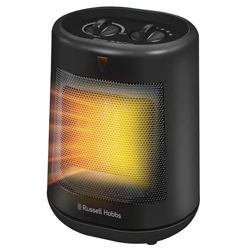 Image of Russell Hobbs 2000W/2KW Electric Heater in Black PTC Ceramic Space Heater, Portable Oscillating 2 Heat Settings Overheat Protection, Adjustable Thermostat 10m2 Room Size RHFH1008B, 2 Year Guarantee