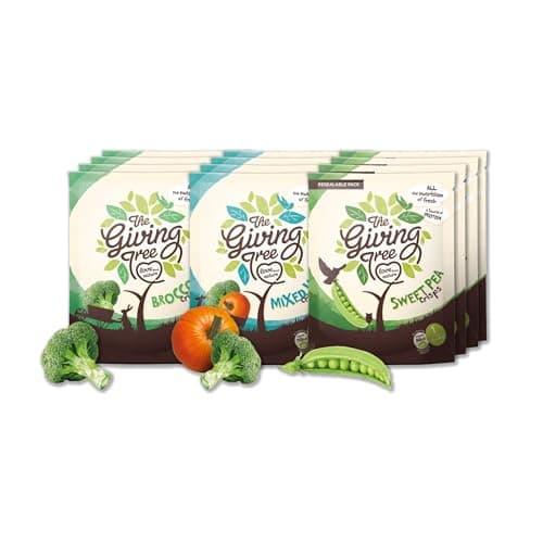 Image of The Giving Tree Vacuum Fried Veggie Crisps Variety Pack I Vegan, Gluten Free Nutritional Crisps I Broccoli (36g), Mixed Vegetables (22g) & Sweet Pea (18g) 4 Bags of Each (12 Total)