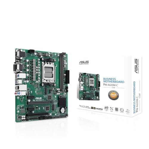 Image of Asus PRO A620M-C-CSM - Corporate Stable Model, AMD A620, AM5, Micro ATX, 2 DDR5, VGA, HDMI, DP, GB LAN, PCIe4, 2x M.2