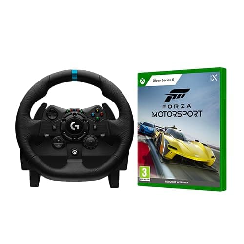 Image of Xbox Logitech G923 Racing Wheel and Pedals, TRUEFORCE 1000 Hz Force Feedback, Responsive Pedal, Dual Clutch Launch Control, Series X|S|One - Black + Forza Motorsport Series X English EMEA Blu-ray