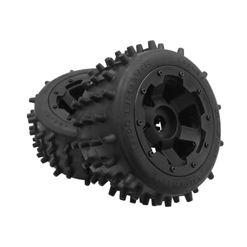 Image of smTSRC 2Pcs Rear Wheels Tyres and Wheel Hub 185 x 85mm for 1/5 HPI ROFUN ROVAN KM Baja 5B SS Buggy Truck RC Car Parts (Black)