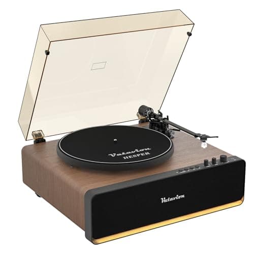 Image of VATAVION All-in-One Vinyl Record Player with Speakers, High Fidelity Record Player for Records 33/45 RPM with Magnetic Cartridge AT-3600L, Retro Design Bluetooth Turntable, Auto Off,