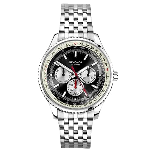 Image of Sekonda Maverick Men’s 43mm Quartz Watch in Black with Analogue Display, and Stainless Steel Bracelet 30037