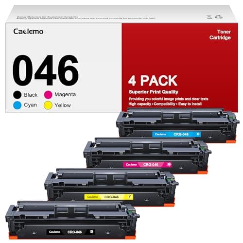 Image of Caclemo 046 046H Toner Cartridge Set for Canon MF733Cdw, MF731Cdw, MF735Cdw (4 Pack, Black, Cyan, Magenta, Yellow) - Up to 2,200 Pages per Black, 2,300 Pages per Color - Fade Resistant