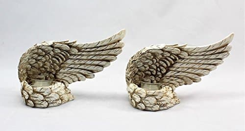 Image of Home and Garden Products Angel Wing Candle Holder Ornate Vintage Shabby Cherub Art Decoration (Small, Gold)