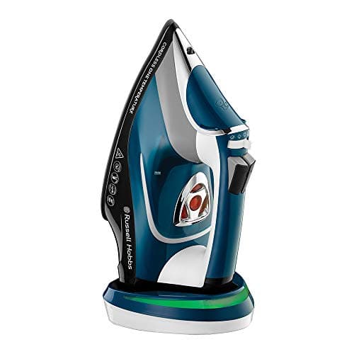 Image of Russell Hobbs Cordless Steam Iron, One Temperature Technology For All Fabric Types, Ceramic Sole Plate 25 Second Cordless Ironing Time, 6 Second Re-Charge, Auto-Shut Off, Anti-Calc, 2600W