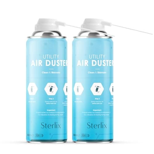 Image of Sterlix Air Duster Can Compressed Air Spray Can Dust Cleaner PC, Keyboard, Electronic Devices & Car Cleaning Protect, 2 x 400ml, Packaging May Vary
