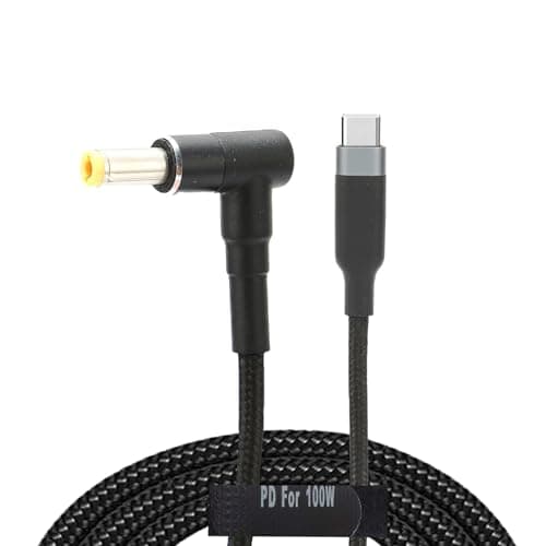 Image of Agatige 100W Universal USB Type C Male to DC 5.5 x 2.5mm / 0.2 x 0.1in Plug Power Charging Cable Extension Charge Cable Charging Cord Adapter for Laptop Type C USB Charging Device (1m / 1.1yd)