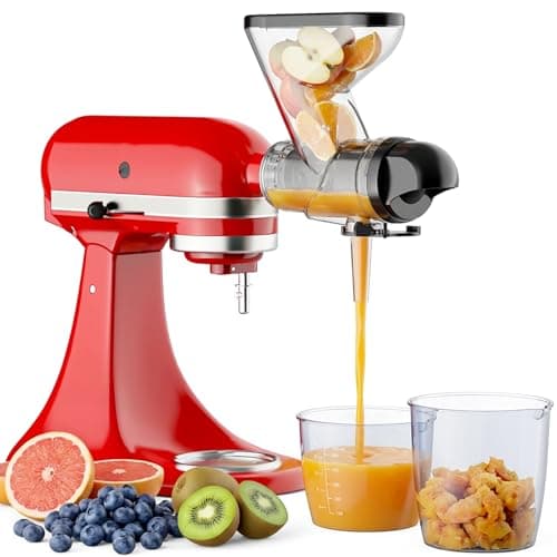 Image of Masticating Juicer Attachment for KitchenAid Stand Mixer, Cold Pressed Juicer Machine, Slow Juicer Attachment with Dual Feed Chute and Pusher