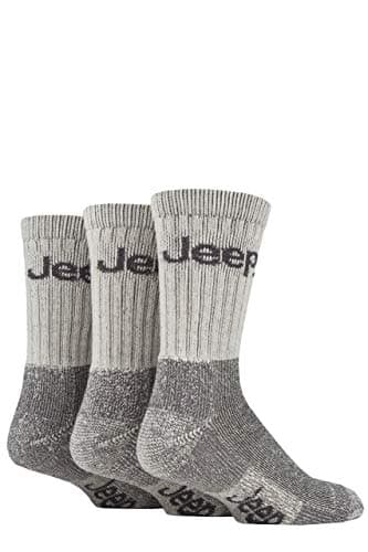 Image of Jeep Men's JM273 3 Pair Luxury Terrain Socks (6-11, Ecru/Grey)