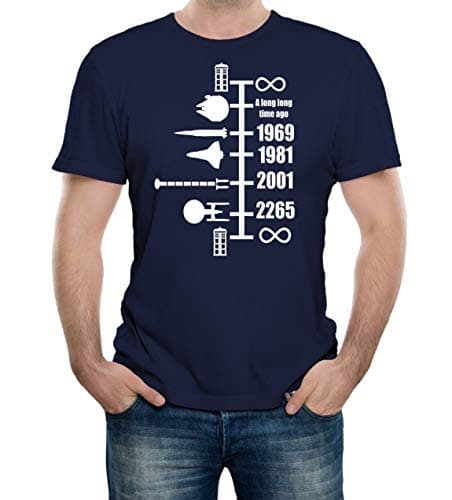 Image of Reality Glitch Men's Spaceship Timeline Movie, Space, Sci Fi and Science Inspired Funny Graphic T-Shirt (L, Navy)