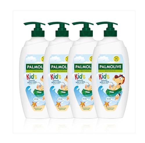 Image of Palmolive Naturals Kids Shower Gel 4x750ml pump vitamin E body wash to nourish skin, leaves skin feeling soft, with plant-based almond milk, ingredients of 95% natural origin*