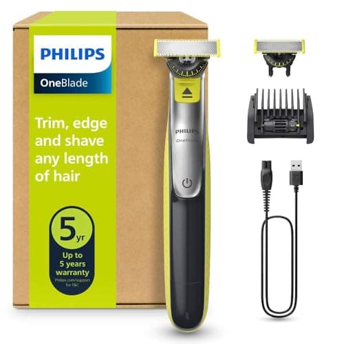 Image of Philips OneBlade 360 Face, Authentic Hybrid Electric Beard Trimmer & Shaver with 360 Blade Innovation. Incl. 1x 360 Blade, 1 x Extra 360 Blade (8 Month Supply), 5-in-1 Adjustable Comb, Model QP2734/30