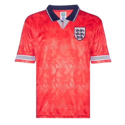 Image of England 1990 World Cup Finals Away Retro Shirt Red X-Large Polyester