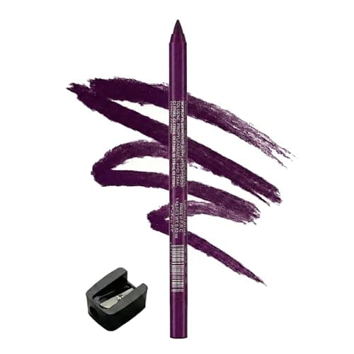 Image of 2-Pack Deep Purple Waterproof Eyeliner Pencil Set with Sharpener - Richly Pigmented Long-Lasting Gel Formula, Smudge-Proof Bold Matte Finish for Mature Eyes, Day to Night Makeup