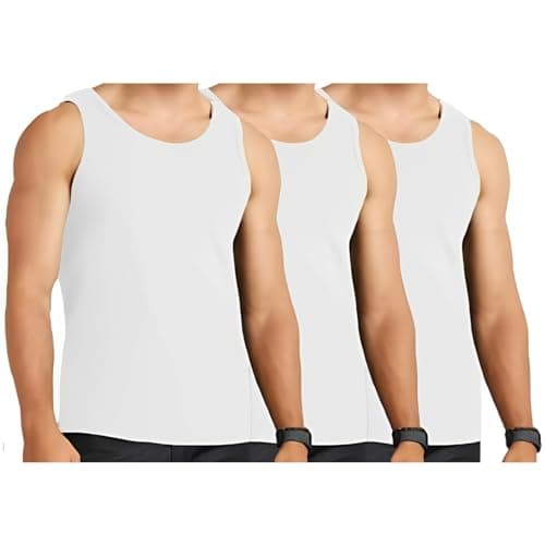 Image of Molten Creek® 6X Mens Vests, Classic Sports, 100% Cotton Tank Tops, Sleeveless, Casual Undershirts, for Summer, Training, Gym Sports (UK, Alpha, XL, Regular, White)