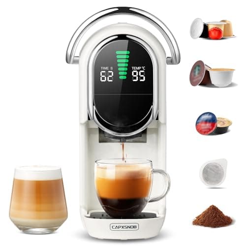 Image of Magician1 Mini Pod Coffee Machines 5 in 1 for Nespresso Original OL, Dolce Gusto, Lavazza A Modo Mio Capsule, ESE 44mm Pads and Espresso Ground Coffee, 20 Bar, 1450W, Hot/Cold Brew for Home & Office