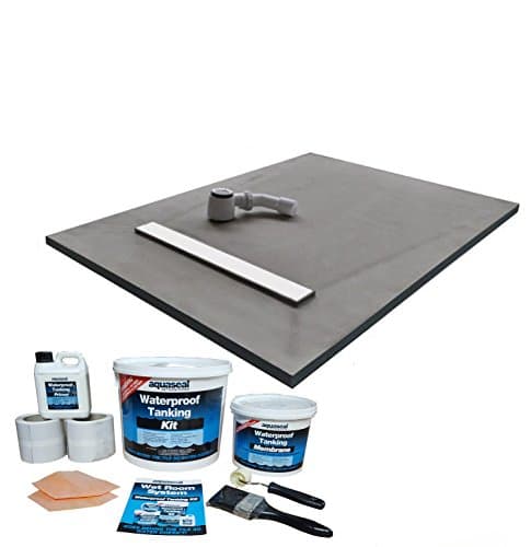 Image of Wetroom Shower Tray & Aqua Kit 1200 x 900 x 30mm Linear Tile on Grate