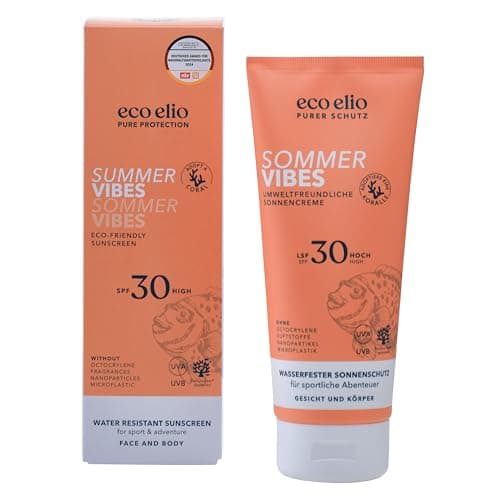 Image of Eco Elio SPF 30 Sustainable Sun Cream 200ml Summer Vibes Waterproof Coconut Scented Sunscreen Face & Body