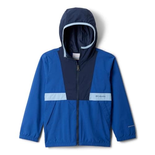 Image of Columbia Youth Boys Spire Valley Windbreaker, Lightweight Windbreaker Jacket, Mountain Blue/Coll Navy/Ripple Blue, XXS