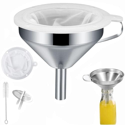 Image of 4Pcs Stainless Steel Funnel Set with 200 Mesh Filter - Food Grade, Dishwasher Safe