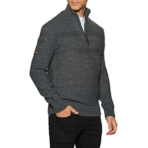 Image of Superdry Men's Jacob Henley Pullover Sweater, Zinc Marl, M