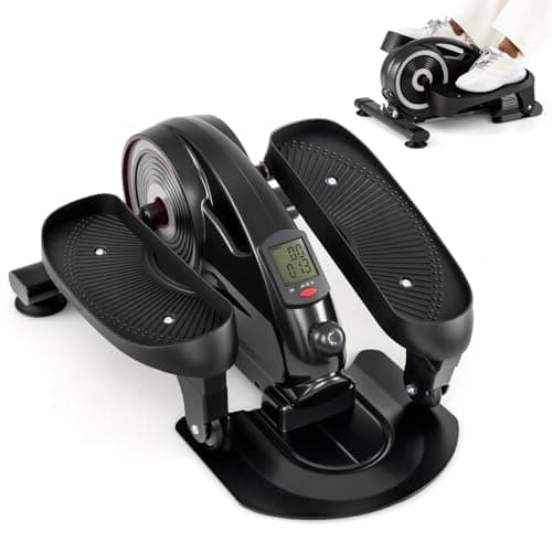 Image of COSTWAY Under Desk Elliptical Machine, Mini Elliptical Cross Trainer with LCD/LED Display Screen, Portable Seated Leg Pedal Exerciser for Teens Seniors Adults (Black+Silver, no Remote Control)